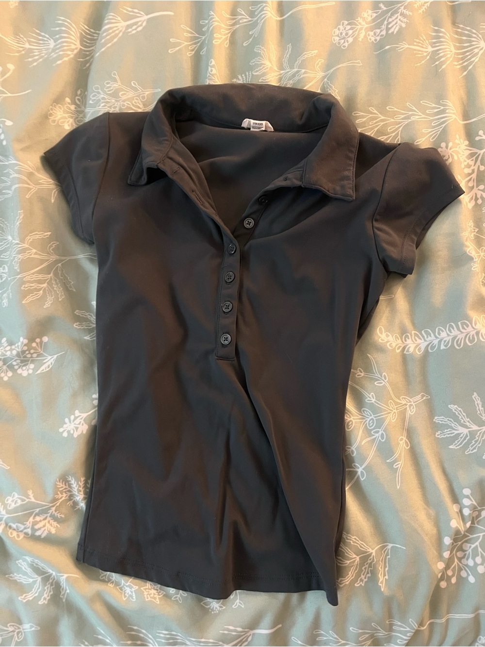 Garage Black Short-Sleeve Button-Front Polo